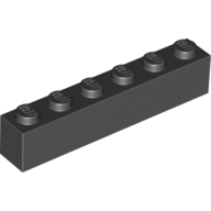 Lego kostka (kostička) 1x6, černá (300926)